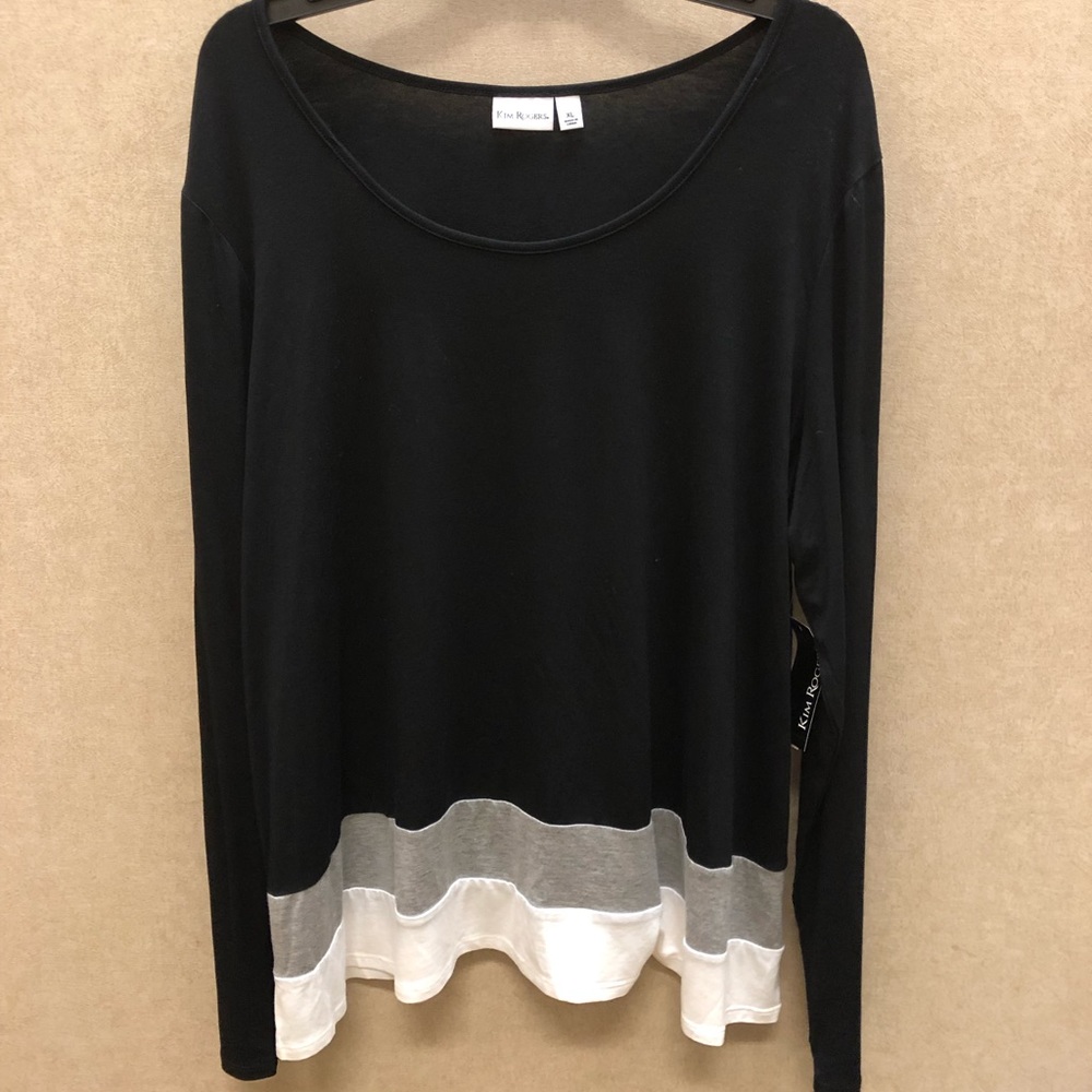 Kim Rogers Black and White Top Size XL